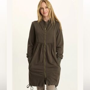 WEARABLES Longline Cotton Jacket-Dress with Cinchable Hem